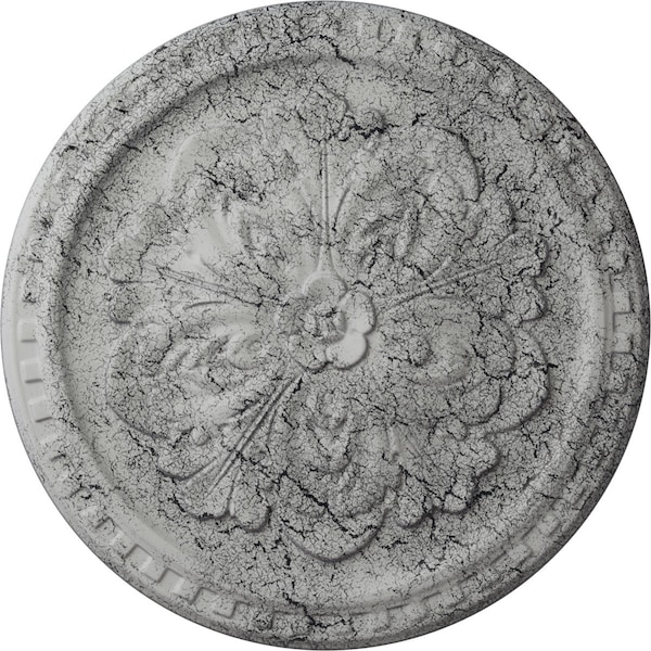 Ekena Millwork Emeryville Ceiling Medallion, Hand-Painted Ultra Pure White Crackle, 16 7/8"OD x 5/8"P CM16ERUWC - main